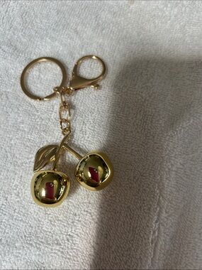 Gold Cherry Keychain Charm - Women Accessories